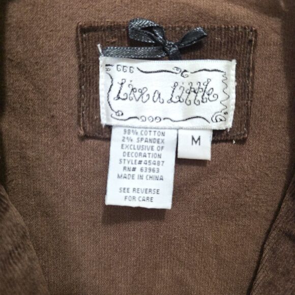 Live A Little Stretch Corduroy Jacket Blazer Med Brown Western Cowgirl Chic - Picture 9 of 10
